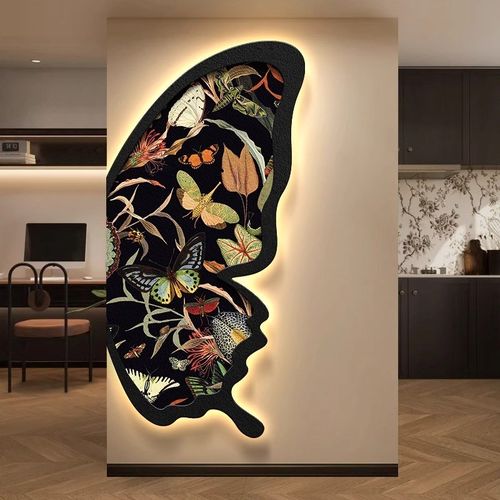 优选灯画法式中古风玄关装饰画高级感客厅走廊发光画蝴蝶复古艺术