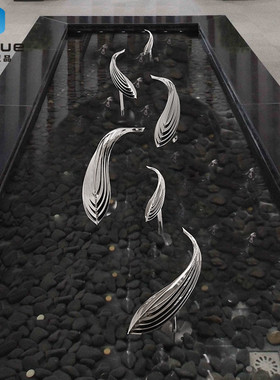 优选不锈钢仿真鱼摆件定制户外园林水池装饰品酒店庭院水景雕塑工