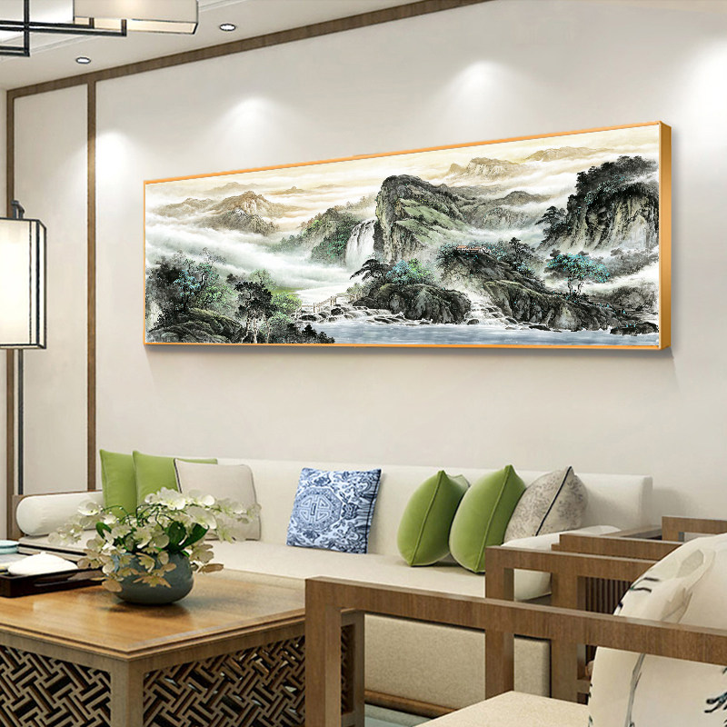 优选客厅装饰画新中式山水画办公室挂画横幅中国风沙发背景墙风水,家居饰品,现代装饰画,淘宝优惠券,粉丝福利购,淘宝优惠卷