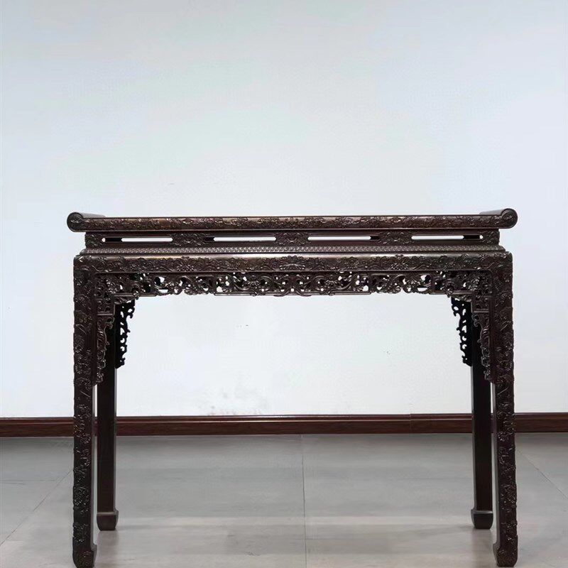 优选定制老挝大红酸枝条案明清平头案交趾黄檀玄关桌供桌台案几花