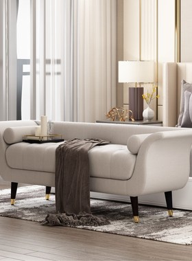 优选李太床尾沙发卧室客厅欧式现代轻奢床尾凳小户型酒店公寓样板