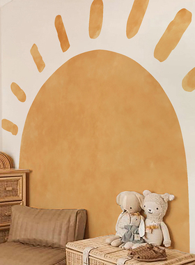 优选Boho布纹不透明ins儿童墙贴纸自粘卧室太阳环保卡通贴纸宝宝