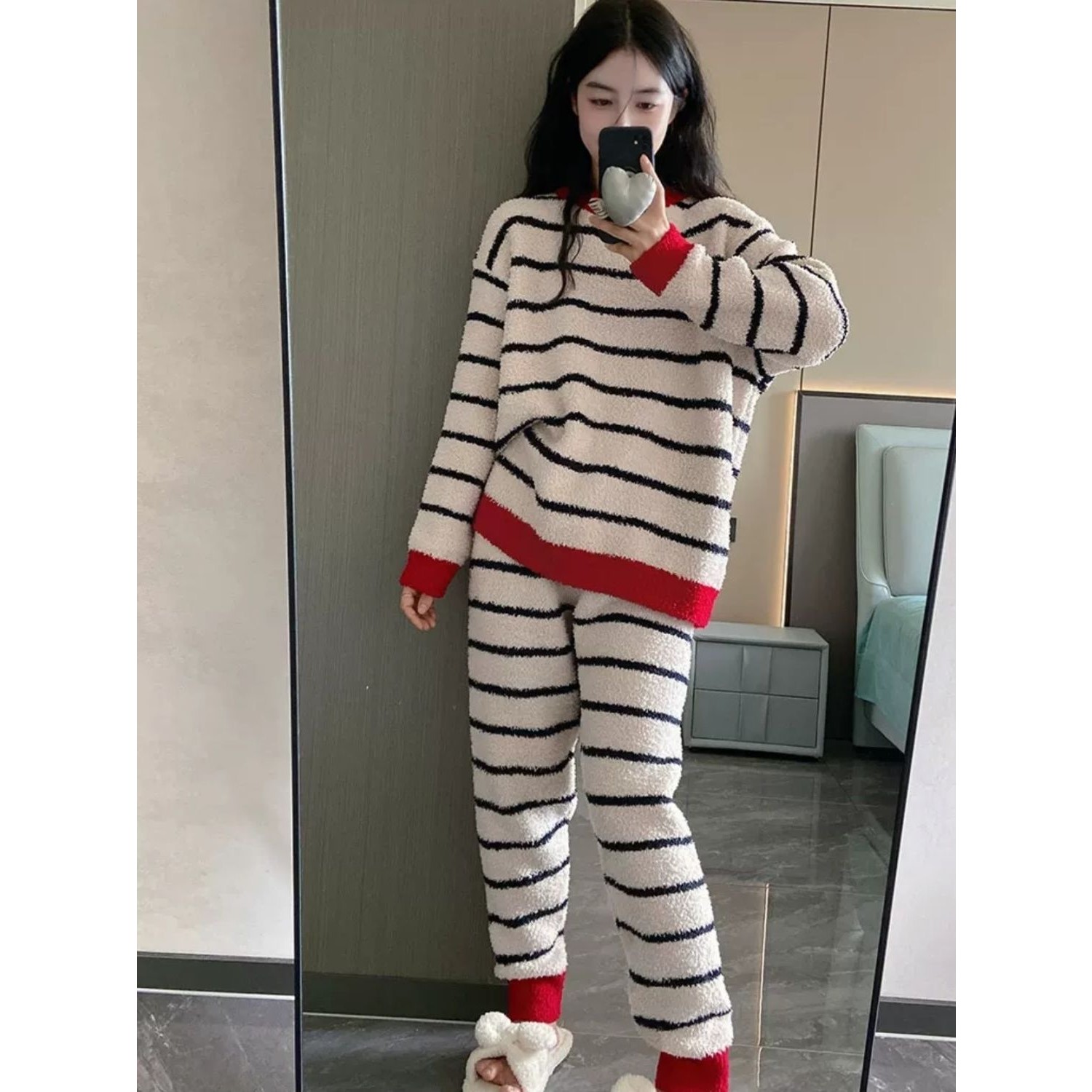 睡衣女长袖男士家居服加大码休闲保暖套装金丝绒韩版开衫春秋情侣