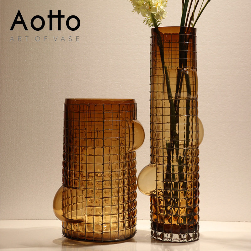 设计感琥珀色简约玻璃透明花瓶客厅插花摆件水培花干花餐桌花器,包装,其它包装袋,淘宝优惠券,粉丝福利购,淘宝优惠卷