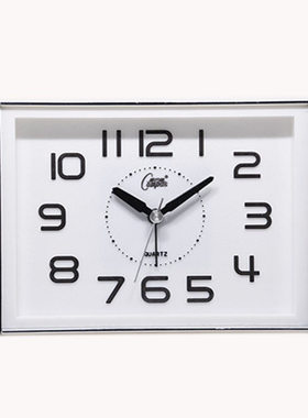 康巴丝9021长方形时尚闹钟立体数字简约白色创意塑料闹钟热卖批发