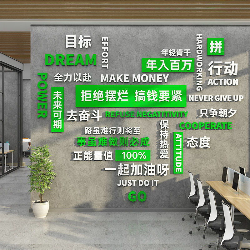 办公室进门背景墙励志标语贴纸