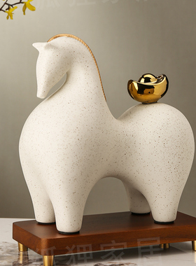 优选马上有钱陶瓷摆件招财客厅酒柜高档办公室玄关装饰品乔迁开业