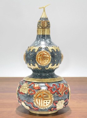 优选纯铜福字葫芦招财摆件开盖高档彩铜家居玄关办公室装饰送领导