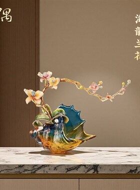 优选轻奢珐琅彩海螺摆件欧式现代电视柜酒柜创意高级感装饰品乔迁