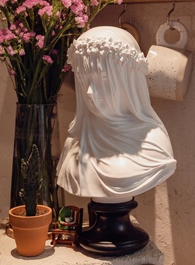 优选哥特式雕像艺术树脂面纱少女斗篷半身像新娘头纱胸像道具家居