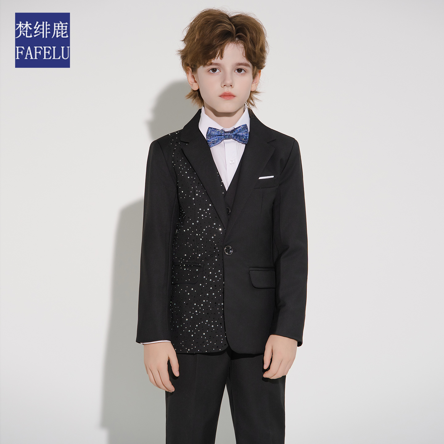 高级感男童西装套装时尚法式帅气英伦风休闲花童礼服王子儿童西服