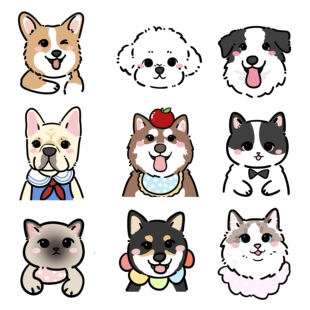 Q版 狗狗猫咪卡通宠物形象设计宠物画像头像手绘照片转漫画LOGO