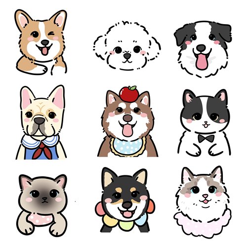 Q版狗狗猫咪卡通宠物形象设计宠物画像头像手绘照片转漫画LOGO