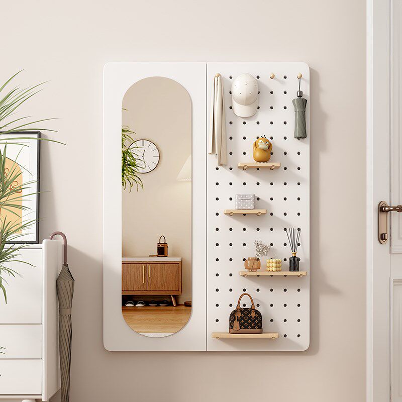 优选实木洞洞板全身镜家用主卧室试衣镜玄关壁挂穿衣镜衣帽架一体