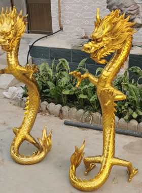 优选纯铜升龙摆件大号升龙立龙站龙生肖龙家居店铺办公室装饰黄铜