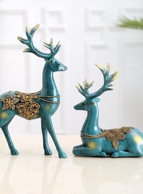 优选欧式麋鹿摆件酒柜装饰品招财创意结婚礼物家居客厅书房实用工