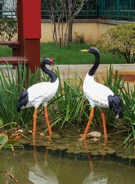 优选花园摆件田园树脂仿真仙鹤园林雕塑摆设工艺品庭院景观动物装