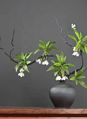 优选侘寂风中式陶瓷花瓶摆件枯藤假花客厅玄关酒店装饰品餐桌仿真