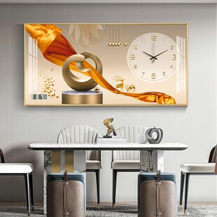 优选万年历静音钟表客厅挂画现代轻奢餐厅装饰画带温度星期公阳历