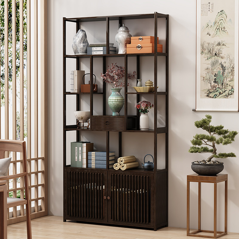 优选中式博古架多宝阁非实木茶叶茶饼古董摆件展示柜茶室茶具置物