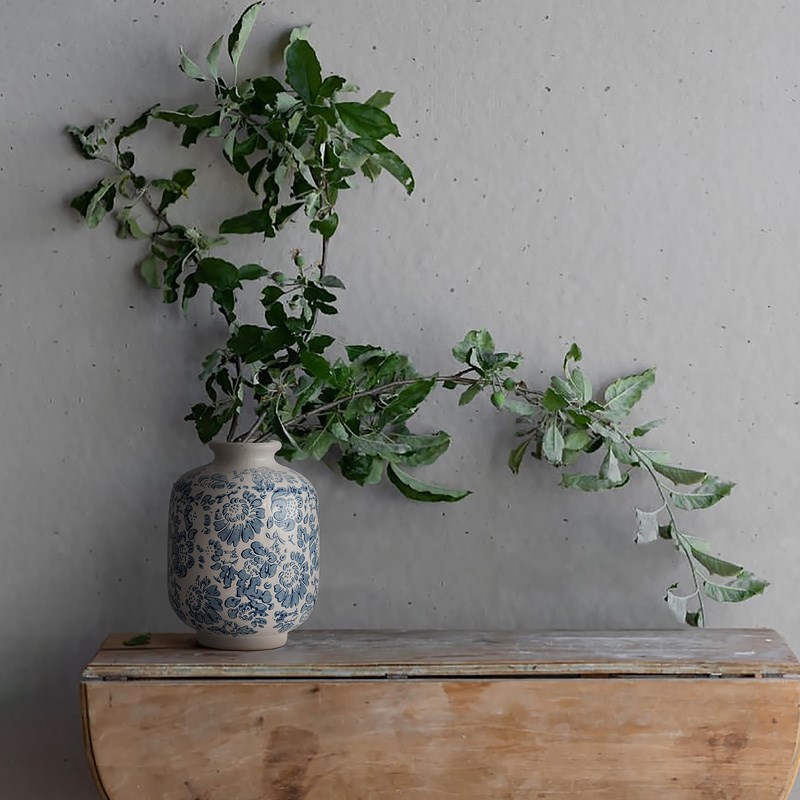 优选久伴法式复古陶瓷小花瓶青花瓷水培鲜花插花客厅桌面装饰摆件