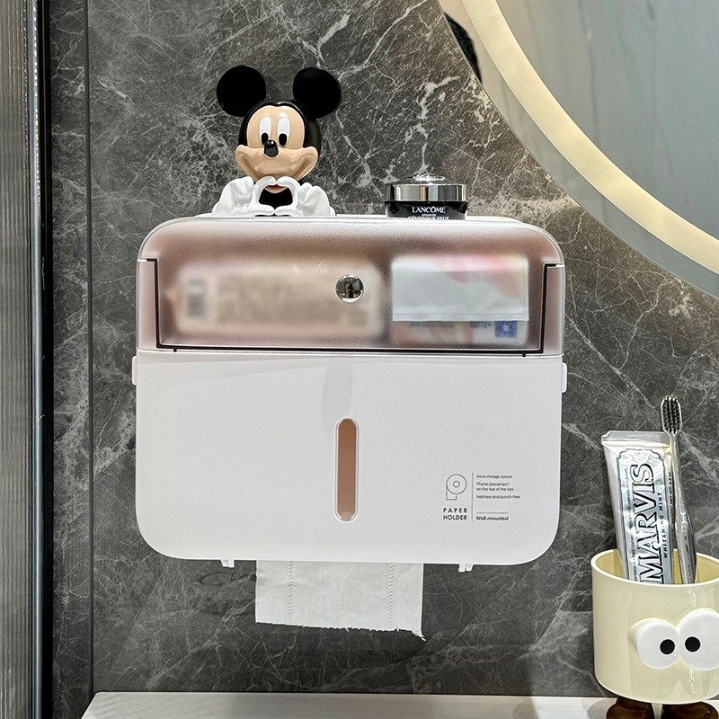 优选卫生间纸巾盒壁挂式防水卫生纸收纳盒厕所免打孔抽纸盒卷纸置
