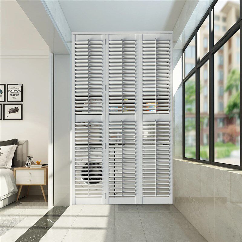 优选信廉轻法式实木百叶门透气窗帘免打孔折叠推拉门移门百叶隔断