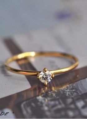auQDE小清新钻戒小钻迷你戒指