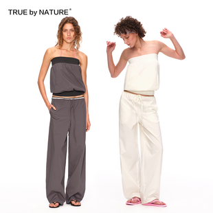 TRUE by NATURE 简约轻薄上下两穿螺纹拼接撞色修身抹胸背心上衣