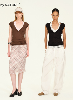 TRUE by NATURE 波点撞色设计感叠穿吊带背心女真两件套小众上衣