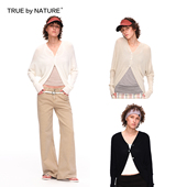 蝙蝠袖 NATURE V领斗篷春季 轻薄针织简约长袖 外套 TRUE 开衫