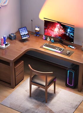 实木转角书桌L型拐角工作台卧室家用写字学习桌靠墙办公电脑桌椅