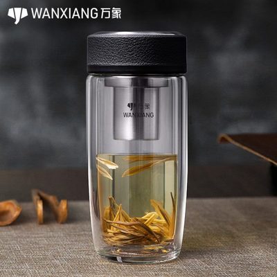 隔热男大肚高档万象玻璃杯双层水杯女士泡茶杯带滤网茶杯杯子车载