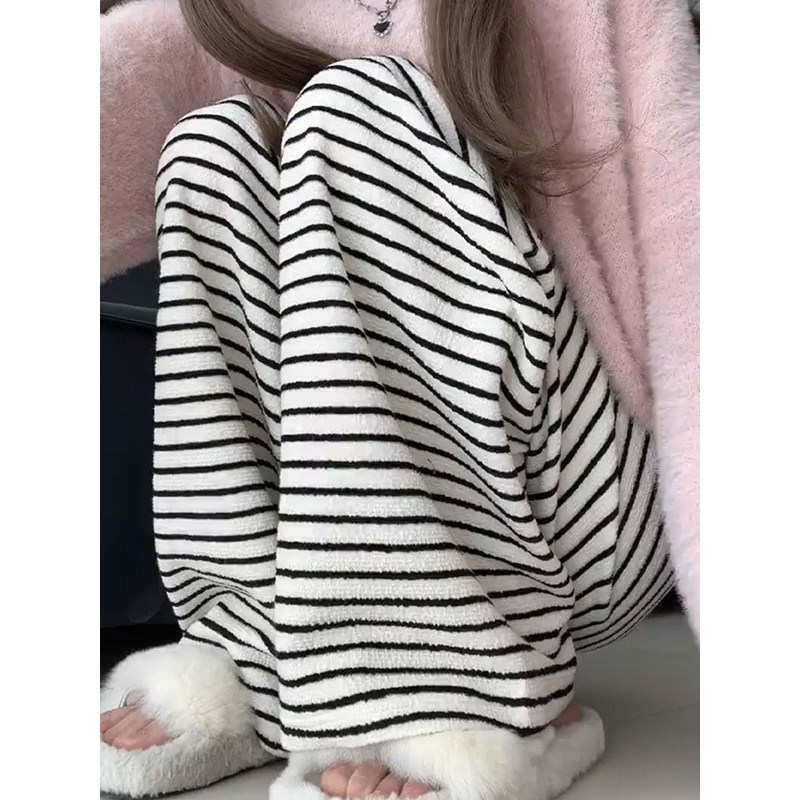 加绒条纹糯米裤子女秋冬加厚东北保暖防寒棉裤子特厚羊羔绒阔腿裤,女装/女士精品,休闲裤,淘宝优惠券,粉丝福利购,淘宝优惠卷