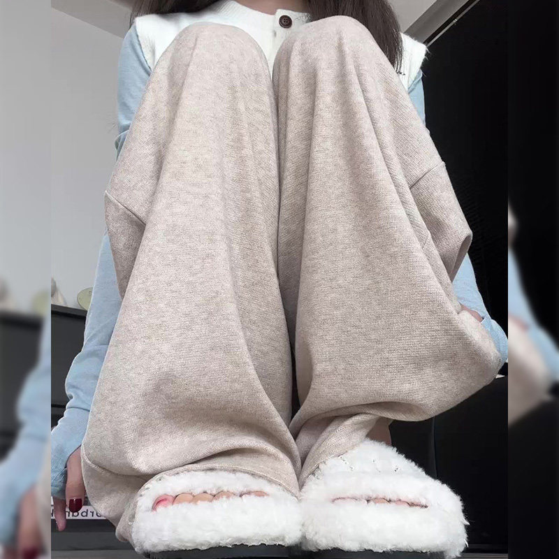 慵懒松弛垂坠感糯米阔腿裤女2026新款时尚舒适加厚加绒针织山本裤,女装/女士精品,休闲裤,淘宝优惠券,粉丝福利购,淘宝优惠卷