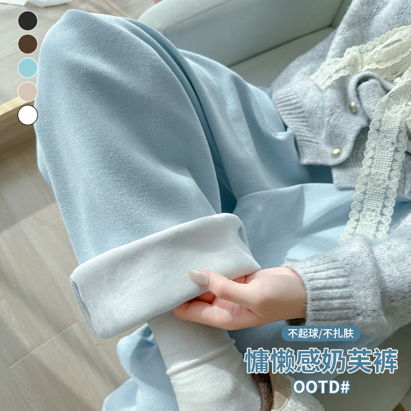 奶芙山本糯米裤休闲风慵懒个性2026新款简约加绒阔腿裤子女冬,女装/女士精品,休闲裤,淘宝优惠券,粉丝福利购,淘宝优惠卷