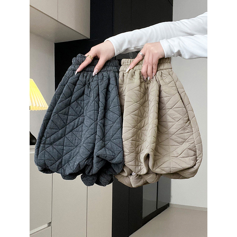 灰色松紧花苞夹棉蓬蓬灯笼短裙裤女秋冬季韩版高腰显瘦A字半身裙,女装/女士精品,半身裙,淘宝优惠券,粉丝福利购,淘宝优惠卷