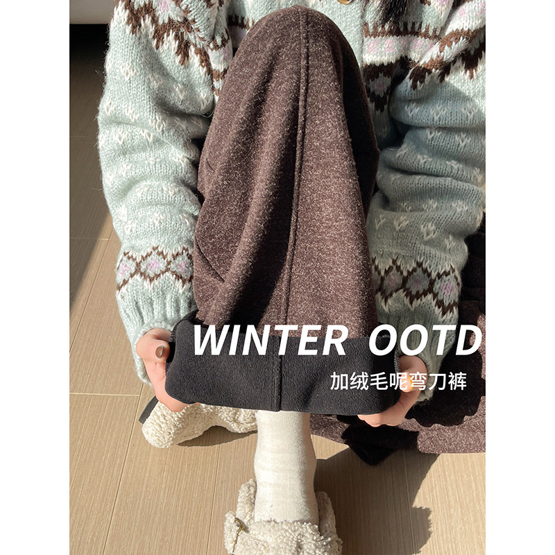 灰色小个子显瘦羊羔绒阔腿裤女2026冬季新款加绒高腰针织阔腿裤,女装/女士精品,休闲裤,淘宝优惠券,粉丝福利购,淘宝优惠卷