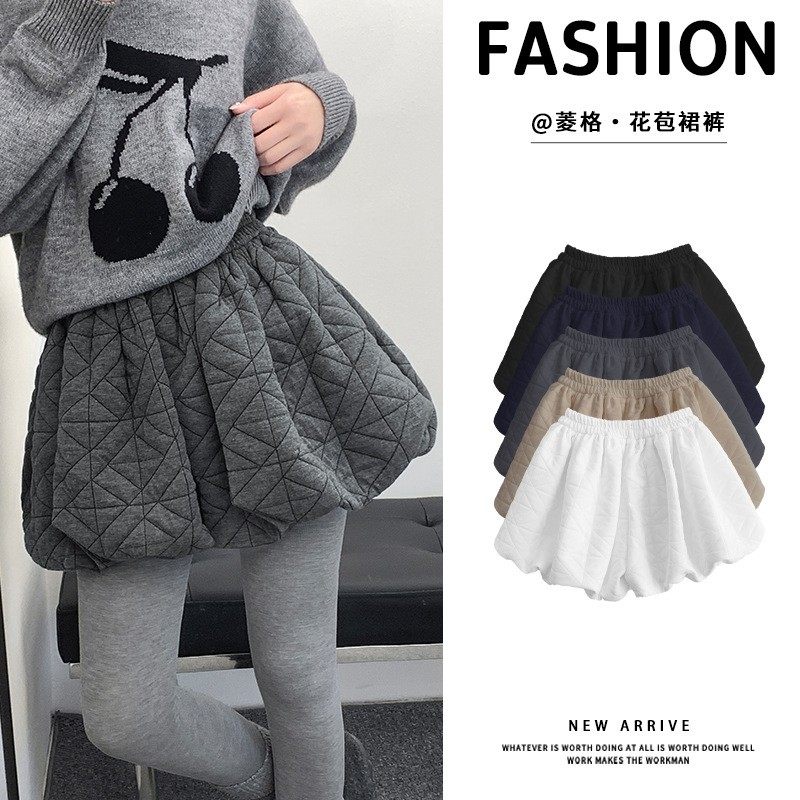 A字灯笼花苞裙裤女秋冬季2026新款百搭高腰显瘦设计感蓬蓬短裤,女装/女士精品,半身裙,淘宝优惠券,粉丝福利购,淘宝优惠卷