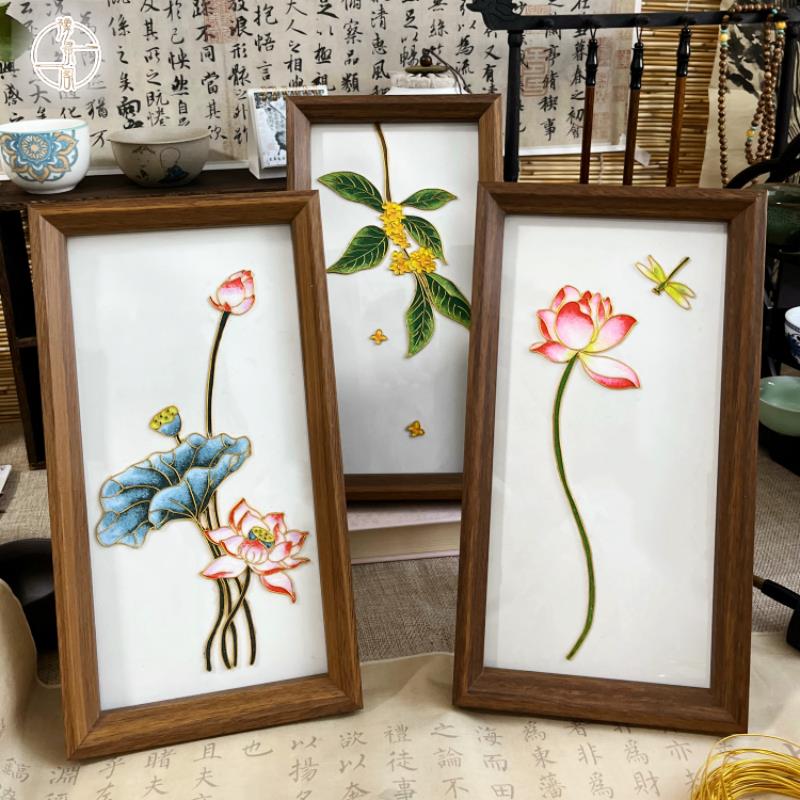 掐丝珐琅画diy新中式景泰蓝材料包复古带画框非遗手工艺礼物制作