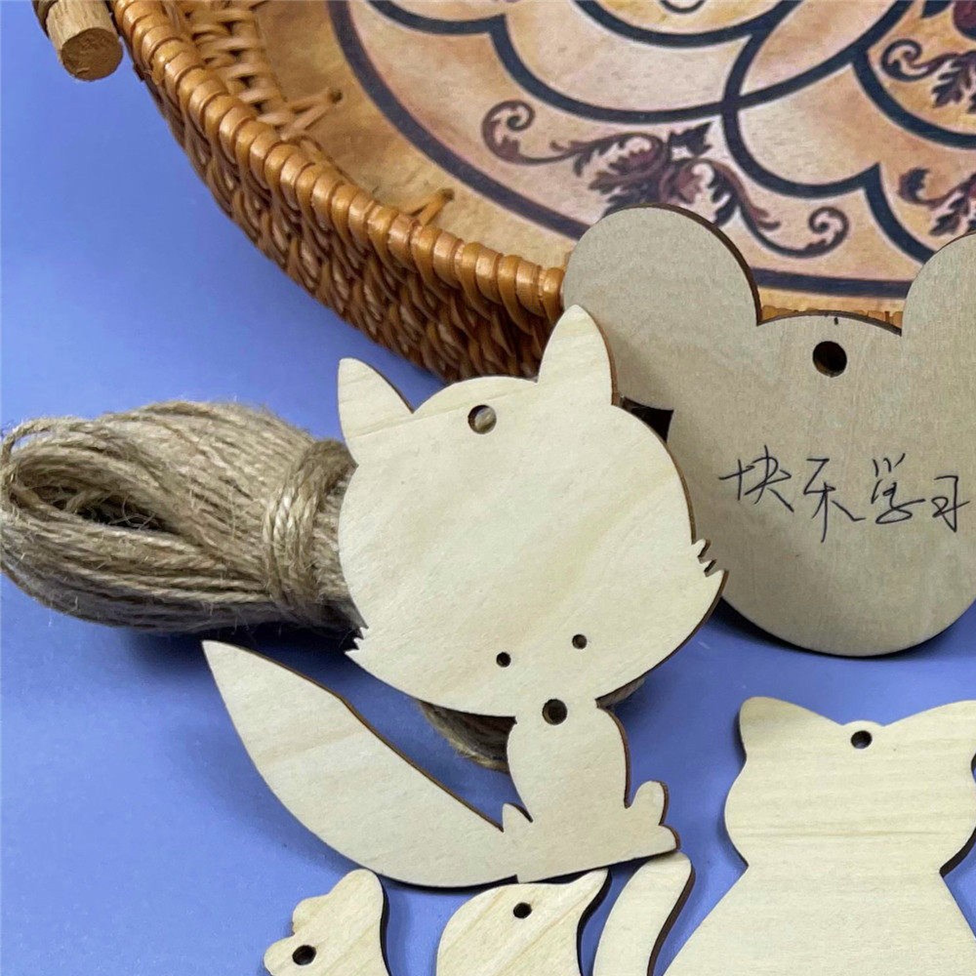 【50片】多款动物木吊牌学生活动创意木牌心愿牌手写祝福木贺卡