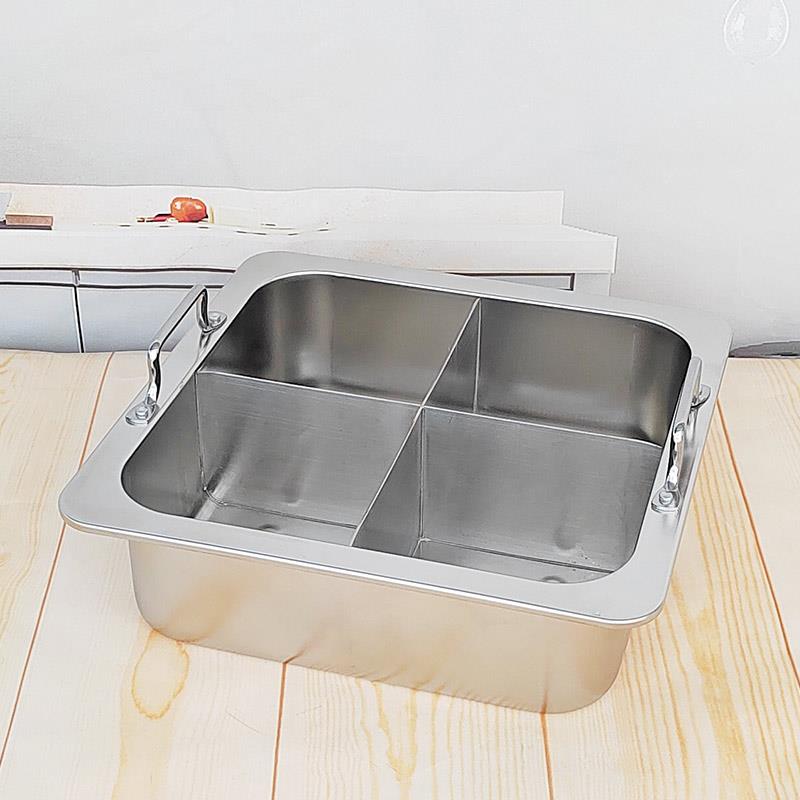 方平底锅具商用双耳锅电磁炉锅家用盆火锅不锈钢锅加厚鸳鸯锅锅子