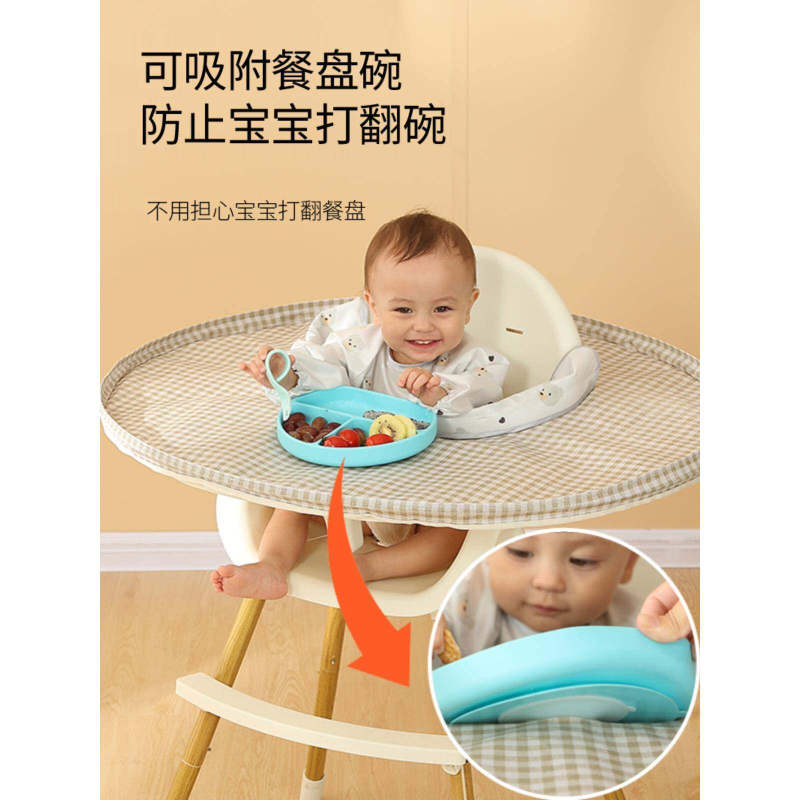 宝宝自主进食吃饭神器防脏垫儿童餐椅围罩防水喂食围兜托盘二合一