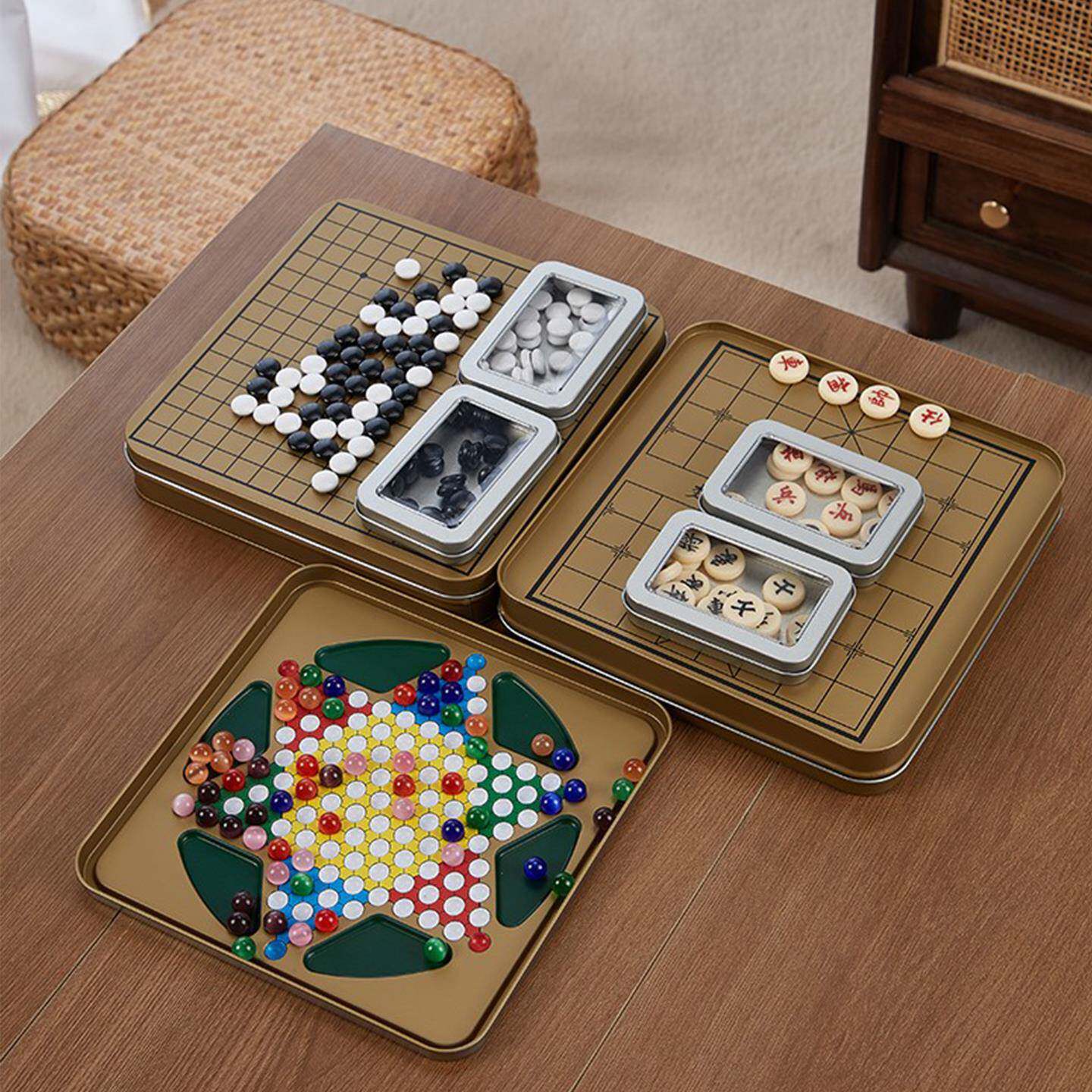 三合一磁吸五子棋中国象棋跳棋可携式益智学生礼物多功能迷你棋盘