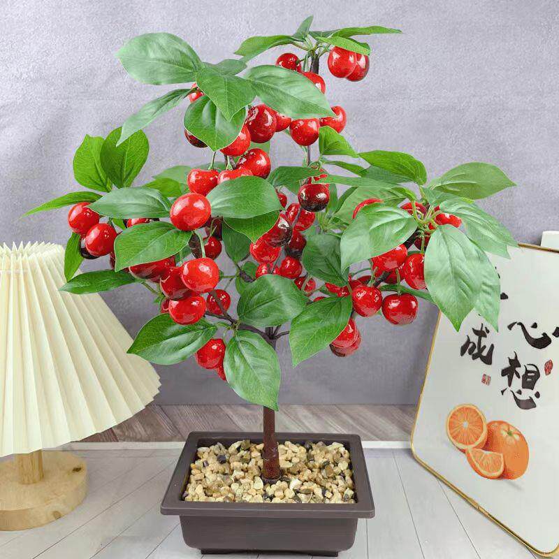 diy手工编织材料仿真花水果车厘子樱桃材料包手工自己做的花摆件