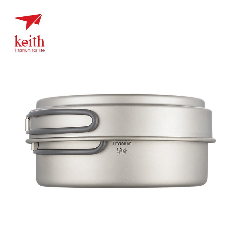 keith铠斯 纯钛套锅800ml+1.25L户外野营可携式轻质钛炊具锅具饭