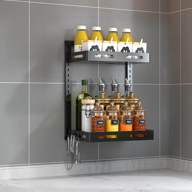 不锈钢厨房调料置物架壁挂免打孔加宽40cm台面小号调味品斜放架子