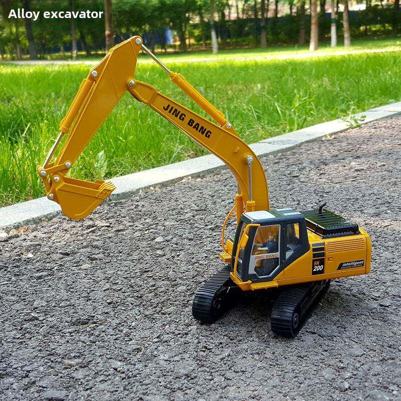 1:50挖掘机合金工程车模型人工金属工程运输车挖掘机挂钩机玩具模