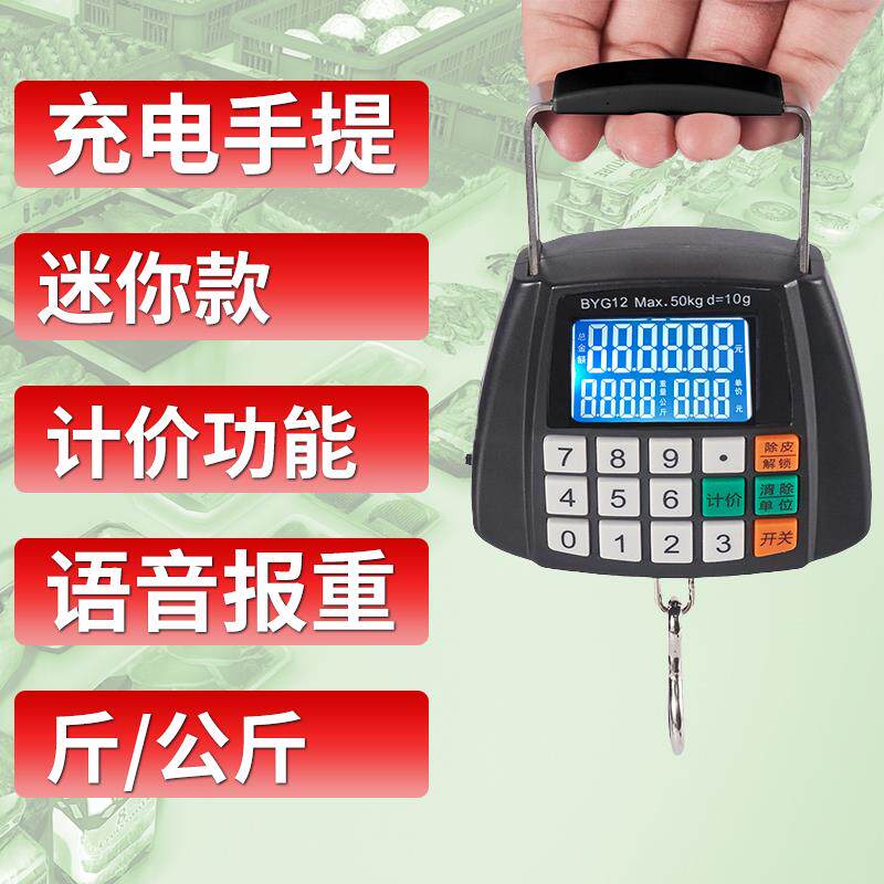 贝雅手提秤电子称快递便携式挂钩100斤家用勾子小称手提买菜计价