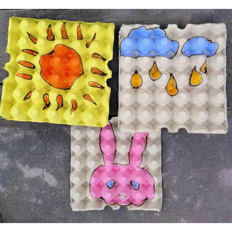 谷乐品幼儿画绘画涂色蛋托纸浆蛋托 彩色蛋托包邮